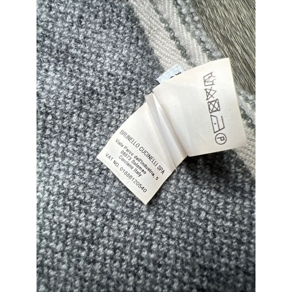Brunello Cucinelli 100% Cashmere Shawl Scarf Wrap Grey Gray 19